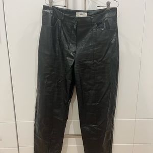 Mango Black Croc Effect Leather Pants